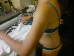 Kelly doing some ironing