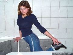 Russian teen undressing and posing in the kitchen - N