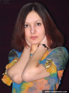 Russian teen brunette poses naked on the floor - N
