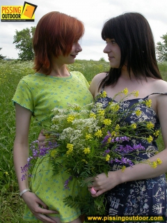 Watersports lesbians in the nature - N