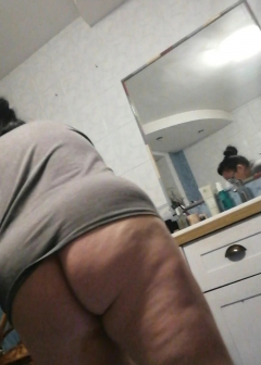 wife clining bathroom no panties - N