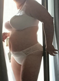 wife tits in nice white bra - N