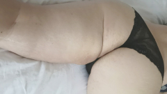 wife black panties in bed - N