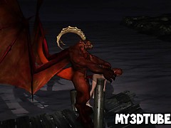 3D redhead gets fucked hard by a horned dragon