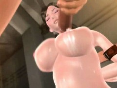 Busty 3D anime harlot swallows sperm