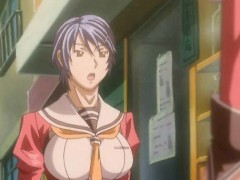 Anime slut with huge tits sucking hard cock