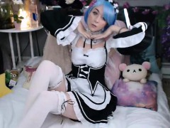 Lovely cosplay teen chating and play with dildo on webcam