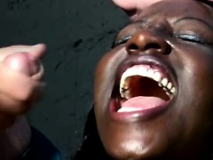 Naughty African lady pissed on and gets exploited