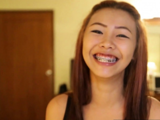 Asian small titted teen with braces