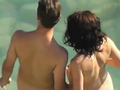 Horny Couple Have Sex By The Ocean Nudist Beach