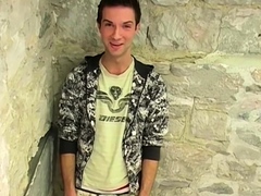 Cute British twink Nathan B masturbates after an interview