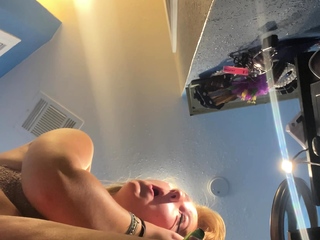 Sexy amateur blonde Russian web cam girl sucking on her toy