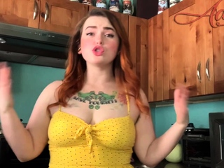 Busty Redhead MILF in a Corset Plays Solo